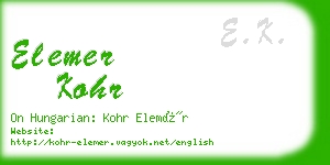 elemer kohr business card